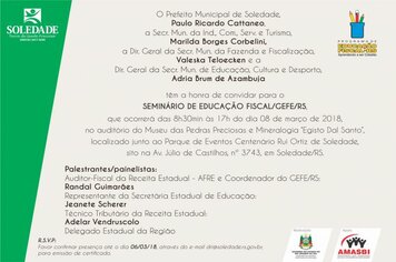 ADMINISTRAÇÃO MUNICIPAL DE SOLEDADE REALIZA SEMINÁRIO DE EDUCAÇÃO FISCAL