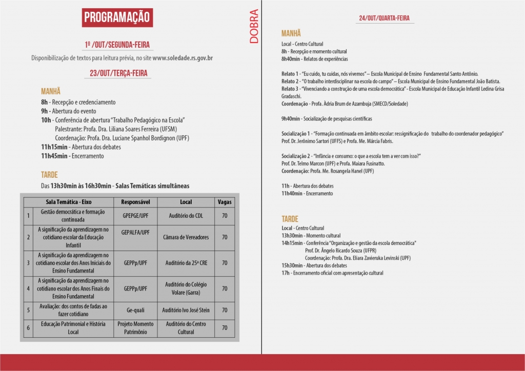 FORUM REGIONAL DE EDUCAÇÃO DE SOLEDADE INICIA NESTA TERÇA-FEIRA DIA 23