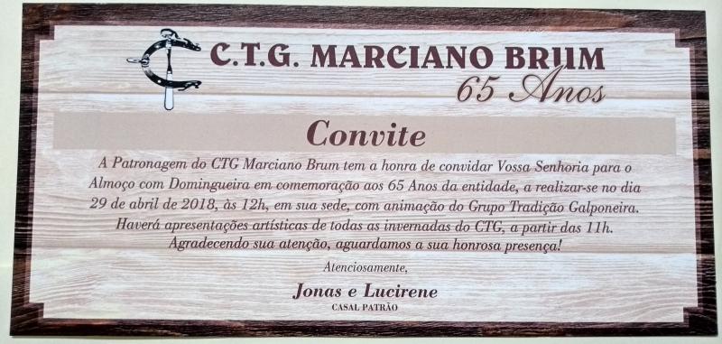 CTG MARCIANO BRUM COMEMORA 65 ANOS