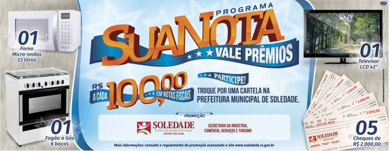 Promoção Sua Nota Vale Prêmios 2016 já está vigorando